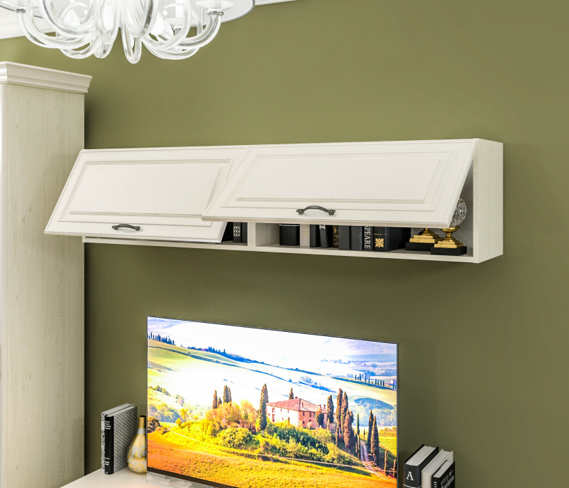 Настенные полки, Полка Гранд / Ливерпуль СБ-3517 Дуб Приморский Белый/МДФ Классика Светлый