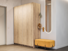 Шкафы распашные, Шкаф складной Е1 Локер ("Гармошка" с системой Push to Move/Левый)162х52.5х220 см,с полками и двумя модулями