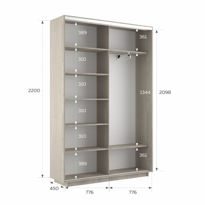 Шкафы-купе 2-х дверные, Шкаф-купе Экспресс 2-х дверный Фотопечать Калейдоскоп Стекла 160х45х220