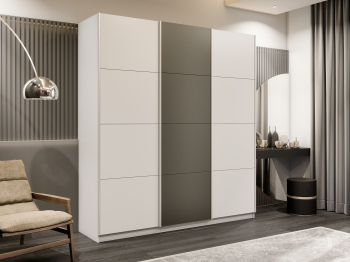 Шкаф-купе Прайм Широкий 3-х дверный ДСП/Стекла хаки/Доводчики 240х57х230