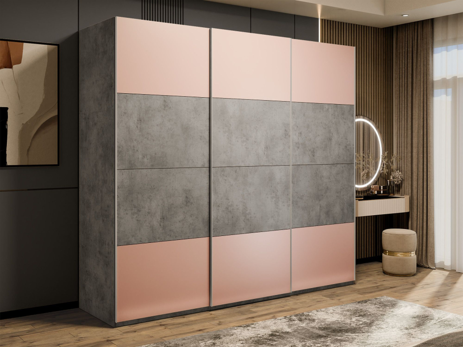 Шкафы-купе 3-х дверные, Шкаф-купе Эста 3-х дверный ДСП/Стекла пудра/Доводчик 270х66х240