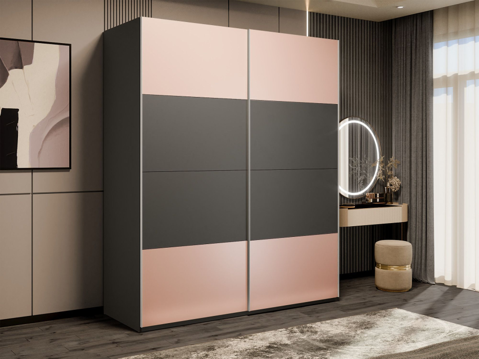 Шкафы-купе 2-х дверные, Шкаф-купе Эста 2-х дверный ДСП/Стекла пудра/Доводчик 180х66х240