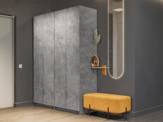 Шкафы распашные, Шкаф складной Е1 Локер ("Гармошка" с системой Push to Move/Левый)162х52.5х220 см,с двумя комплектами полок и модулем