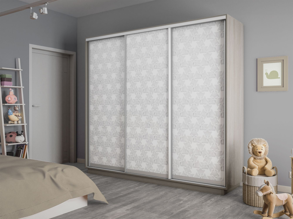 Шкафы-купе 3-х дверные, Шкаф-купе Экспресс 3-х дверный Фотопечать Калейдоскоп Стекла 180х60х220