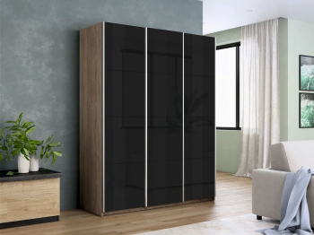 Шкаф-купе Прайм 3-х дверный Стекла черные/Доводчики 210х57х230