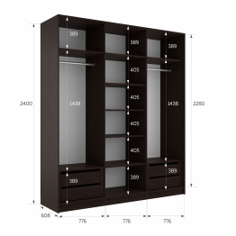 Шкаф-купе Эста 3-х дверный ДСП/Стекла фисташка/Доводчик 240х66х240