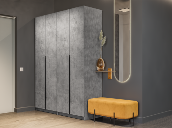 Шкаф складной Е1 Локер ("Гармошка") 162х52.5х220 см,с полками и двумя модулями