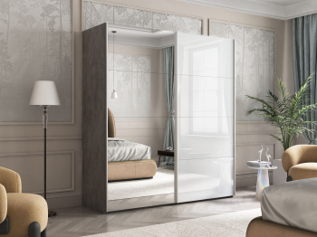 Шкаф Эста дуо Стекло белое/зеркало 2400 х 1600 х 660