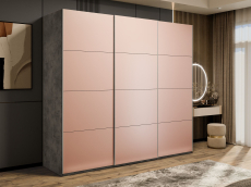 Шкафы-купе 3-х дверные, Шкаф-купе Эста 3-х дверный Стекла пудра/Доводчик 300х66х240