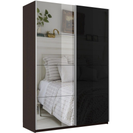 Шкаф-купе Прайм 2х дверный Зеркало/Стекло черное 140х57х230