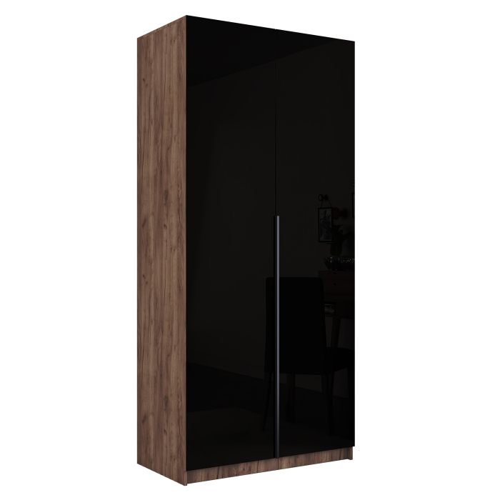 Шкафы распашные, Шкаф распашной Е1 Локер 101x52.5x220 см, с черным стеклом и полками