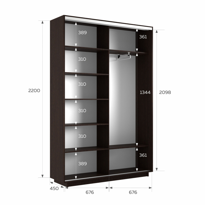 Шкафы-купе 2-х дверные, Шкаф-купе Экспресс 2-х дверный Фотопечать Квадрат Стекла 140х45х220