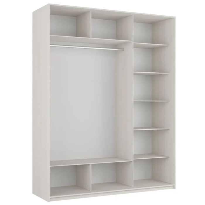 Шкафы-купе 3-х дверные, Шкаф-купе Прайм 3-х дверный Стекла пудра/Доводчики 180х57х230