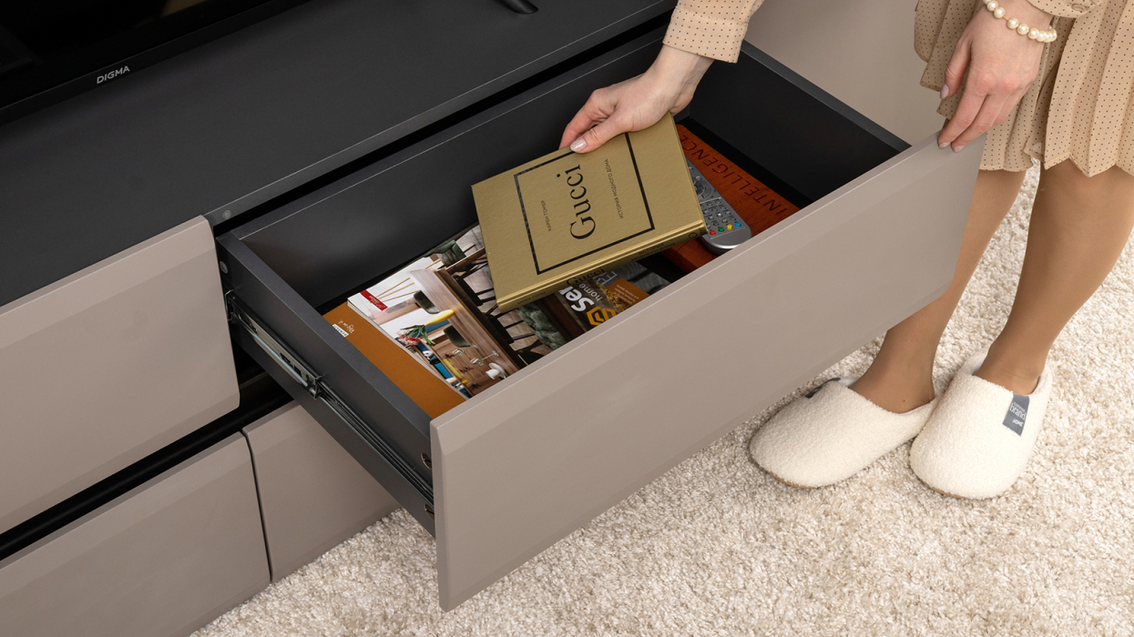 ТВ-тумбы, Тумба под ТВ Сидней 13.63, антрацит, веллюто капучино