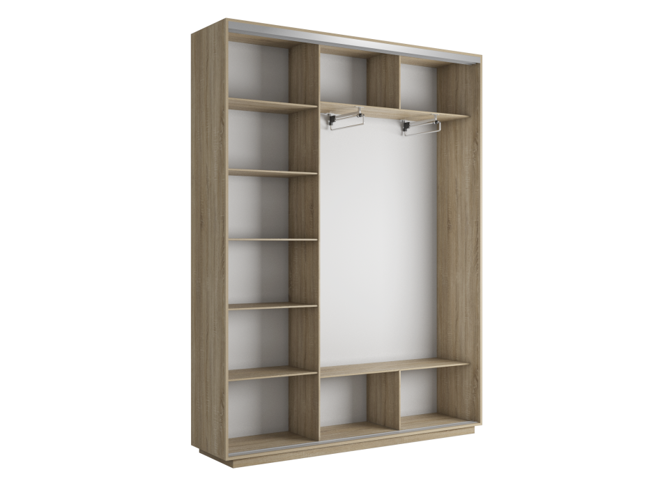 Шкафы-купе 3-х дверные, Шкаф-купе Экспресс Медиум (1 зеркало) трио 2200 x 2100 x 450