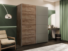 Шкафы-купе 2-х дверные, Шкаф-купе Эста 2-х дверный ДСП/Стекла хаки/Доводчик 180х66х240